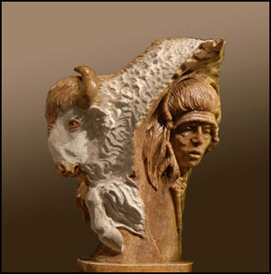 "Buffalo Heart" Utah Alabaster by Alvin Marshall of Rowe Gallery