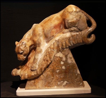 "Ghost from the Mountain" Utah Alabaster Sculpture by Alvin Marshall of Rowe Gallery