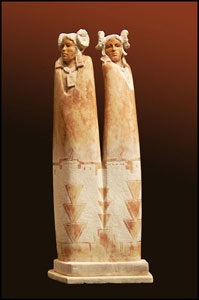 "Hopi Sisters" Utah Alabaster by Alvin Marshall of Rowe Gallery