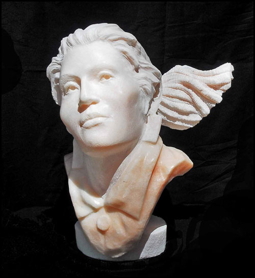 "Navajo Sunset" Pink Alabaster Sculpture by Alvin Marshall of Rowe Gallery