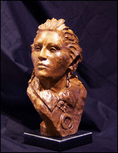 "Navaho from the Far East" Utah Alabaster Sculpture by Alvin Marshall of Rowe Gallery