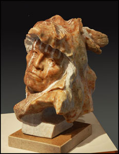 "Wolf Speaks" Utah Alabaster Sculpture by Alvin Marshall of Rowe Gallery