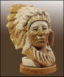 "Bear Song" Utah Alabaster by Alvin Marshall of Rowe Gallery