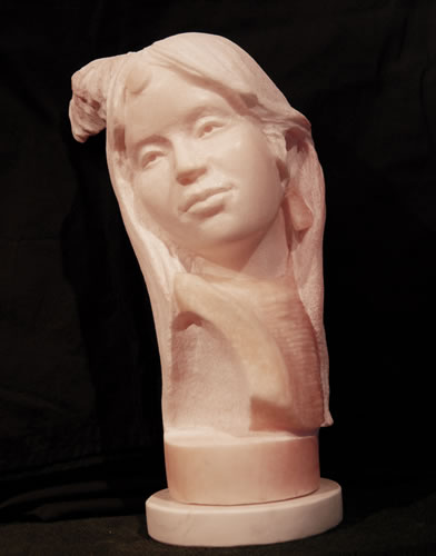 "Apache Pink" Utah Alabaster Sculpture by Alvin Marshall of Rowe Gallery