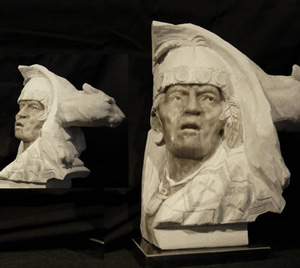 "Buffalo Talk" Utah Alabaster Sculpture by Alvin Marshall of Rowe Gallery