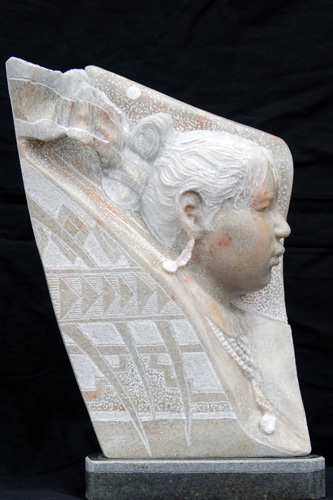 "Navajo Star Dust" Green Alabaster Sculpture by Alvin Marshall of Rowe Gallery