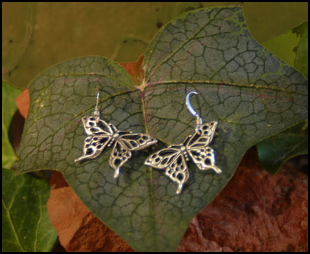 "Butterfly Wing Dangle Earrings" Sterling Silver Jewelry by Cherie Danielle of Rowe Gallery