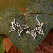 "Butterfly Wing Dangle Earrings" Sterling Silver Jewelry by Cherie Danielle of Rowe Gallery