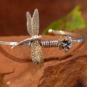 "Dragonfly & Plumeria Cuff" Sterling Silver Jewelry by Cherie Danielle of Rowe Gallery