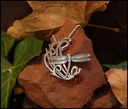 "Dragonfly Reeds Necklace" Sterling Silver Jewelry by Cherie Danielle of Rowe Gallery
