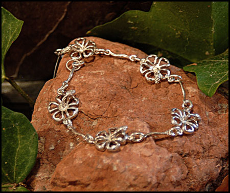 "Lacy Hibiscus Bracelet" Sterling Silver Jewelry by Cherie Danielle of Rowe Gallery