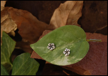 "Tiny Plumeria Post  Earrings" Sterling Silver Jewelry by Cherie Danielle of Rowe Gallery