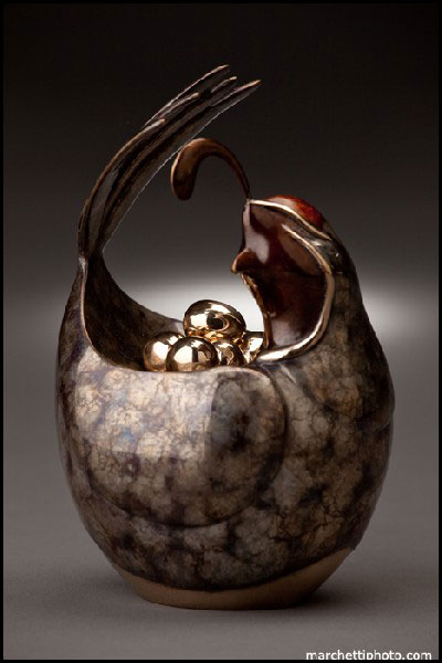 'The Quail' Bronze Sculpture by Erik Petersen of Rowe Gallery