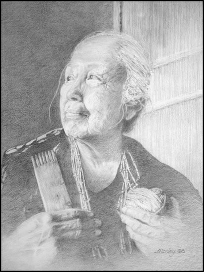 "Irene - Master Weaver" Graphite Drawing by Jack Morley of Rowe Gallery