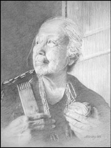 "Irene - Master Weaver" Graphite Drawing by Jack Morley of Rowe Gallery