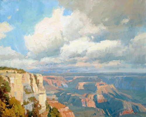 'Gathering Clouds' Acrylic Painting by John Poon of Rowe Gallery