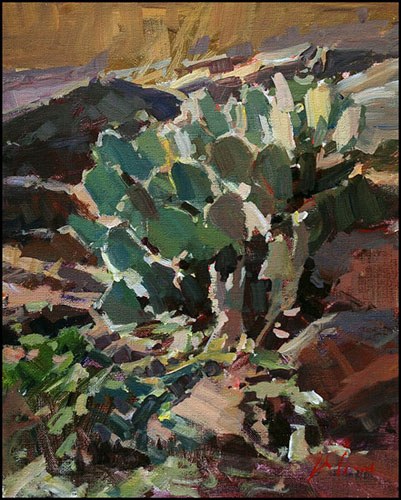 'Desert Cactus' Acrylic Painting by John Poon of Rowe Gallery