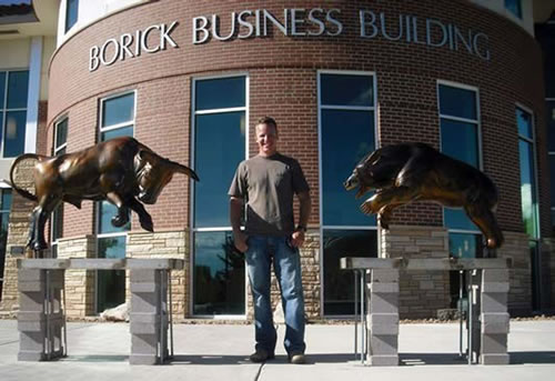 'Bull & Bear' Bronze Sculpture by Joshua Tobey of Rowe Gallery