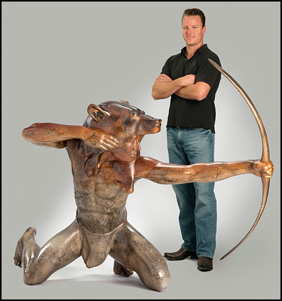 'Disciple of the Bear' Bronze Sculpture by Joshua Tobey of Rowe Gallery