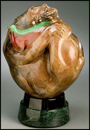 'More Than I Can Chew' Bronze Sculpture by Joshua Tobey of Rowe Gallery