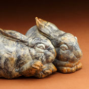 'Snuggle Bunnies' Bronze Sculpture by Joshua Tobey of Rowe Gallery
