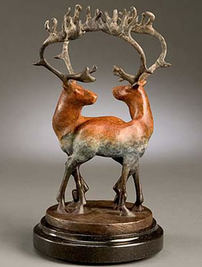 'Two Cabou' Bronze Sculpture by Joshua Tobey of Rowe Gallery
