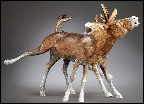 'You & Me' Bronze Sculpture by Joshua Tobey of Rowe Gallery