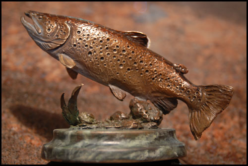 'Brown Trout' Bronze Sculpture by Ken Rowe of Rowe Gallery