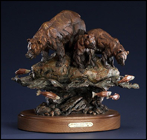 'Making Ends Meat' Bronze Sculpture by Ken Rowe of Rowe Gallery