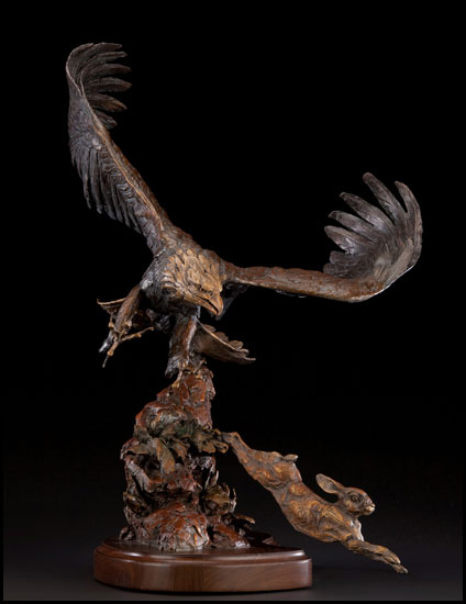 'Missed By A Hare' Bronze Sculpture by Ken Rowe of Rowe Gallery
