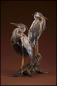 'Once in a Blue Moon Pair' Bronze Sculpture by Ken Rowe of Rowe Gallery