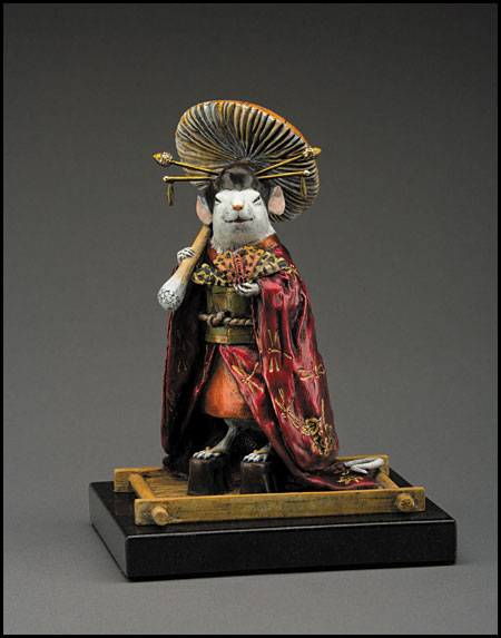 "Mouse Geisha" Bronze Sculpture by Kim Kori of Rowe Gallery