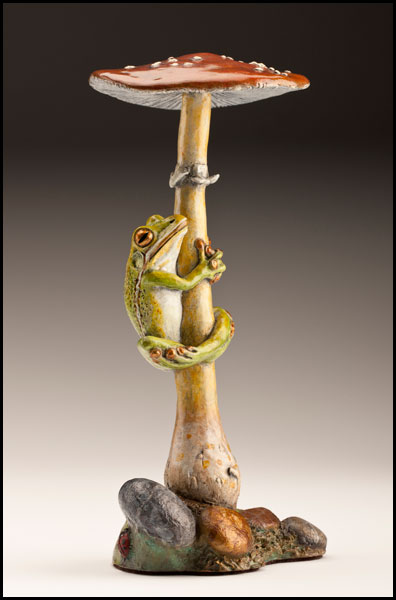 "Mushroom Hugger" Bronze Sculpture by Kim Kori of Rowe Gallery
