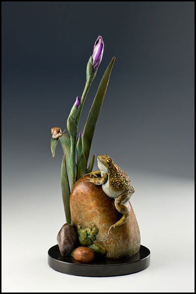 "Because of the Rain" Bronze Sculpture by Kim Kori of Rowe Gallery