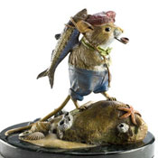 "Fisher Mouse" Bronze Sculpture by Kim Kori of Rowe Gallery