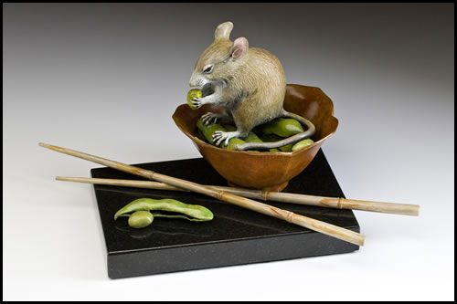 "Moonlight Edamame" Bronze Sculpture by Kim Kori of Rowe Gallery