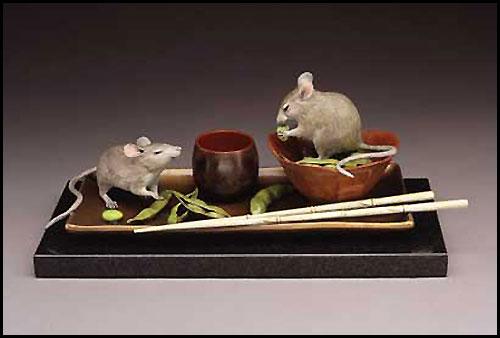 "Large Moonlight Edamame" Bronze Sculpture by Kim Kori of Rowe Gallery