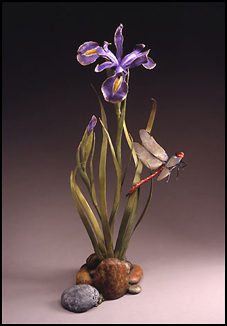 "Wild Iris" Bronze Sculpture by Kim Kori of Rowe Gallery