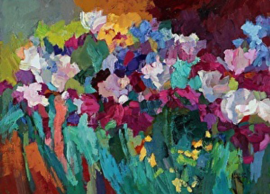 Bed of Irises - Larisa Aukon, Painter