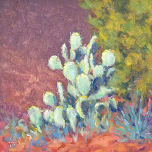 "Prickly Pear Near Sugar Loaf" Oil Painting by Lynn Heil of Rowe Gallery