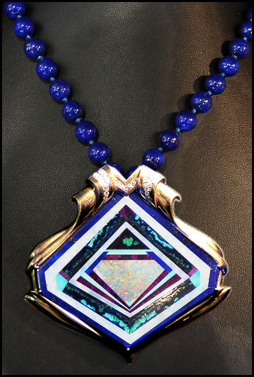 'C-1021' Intarsia Pendant Jewelry Art by Nicolia Medvedev of Rowe Gallery