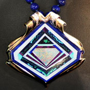 'C-1021' Intarsia Pendant Jewelry Art by Nicolia Medvedev of Rowe Gallery