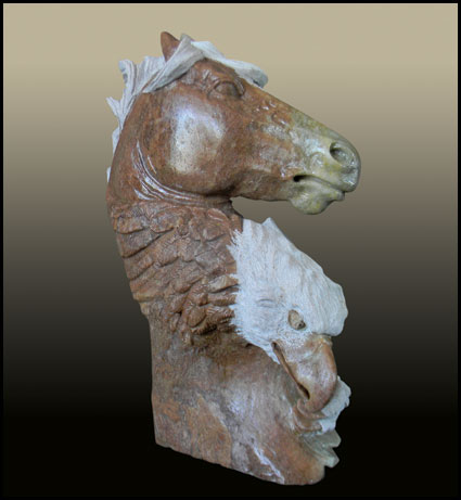 "Native Spirit" Utah Alabaster Sculpture by Alvin Marshall of Rowe Gallery