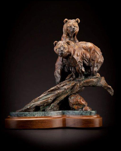 "Wading for Mom" bronze sculpture by Ken Rowe