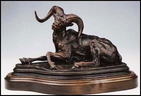 'Reclining Dall Sheep' Bronze Sculpture by Richard Loffler of Rowe Gallery