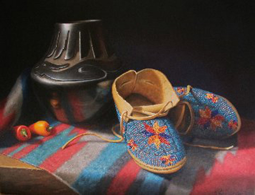 'A Colorful Array' by Sue Krzyston Oil on Canvas Native American Still Life Painting at Rowe Gallery