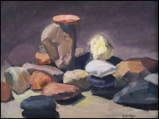 'Balancing Act' by Vince Fazio Oil on Canvas Landscape and Still Life Painting at Rowe Gallery