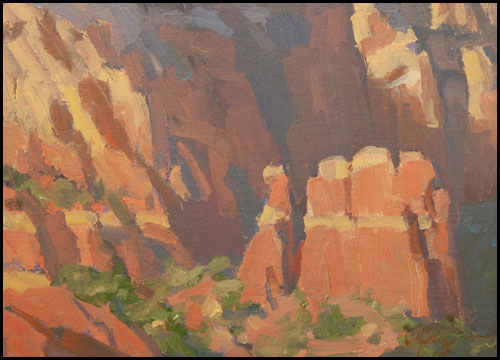 'Red Rock Enclave' by Vince Fazio Oil on Canvas Landscape and Still Life Painting at Rowe Gallery