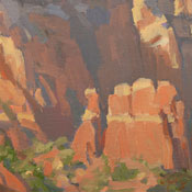 'Red Rock Enclave' by Vince Fazio Oil on Canvas Landscape and Still Life Painting at Rowe Gallery