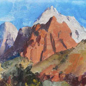 'Zion Morning' by Vince Fazio Oil on Canvas Landscape and Still Life Painting at Rowe Gallery